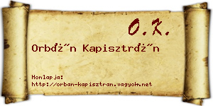 Orbán Kapisztrán névjegykártya