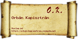 Orbán Kapisztrán névjegykártya
