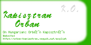 kapisztran orban business card